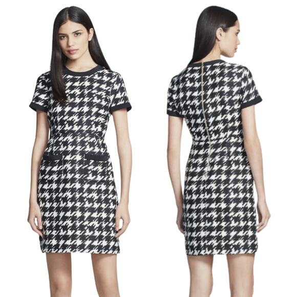 Kate Spade Dress Womens Size 6 Black Mini Mavis Houndstooth Preppy Academia - Picture 1 of 11